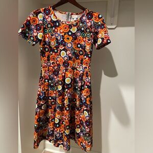LuLaRoe Amelia Dress with Vibrant Concentric Circle Pattern